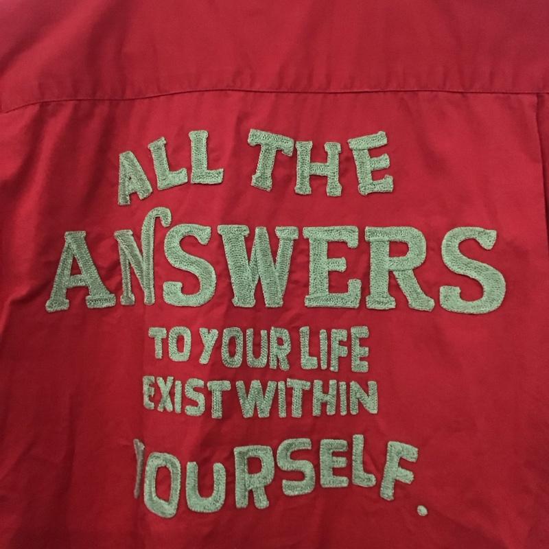 ザ フロント オブ アーマメント THE FRONT OF ARMAMENT シャツ、ブラウス 半袖 t.f.o.a 開襟シャツ オープンカラー バックロゴ XL 刺繍 赤 / レッド /  メンズ USED 古着 中古 10140196