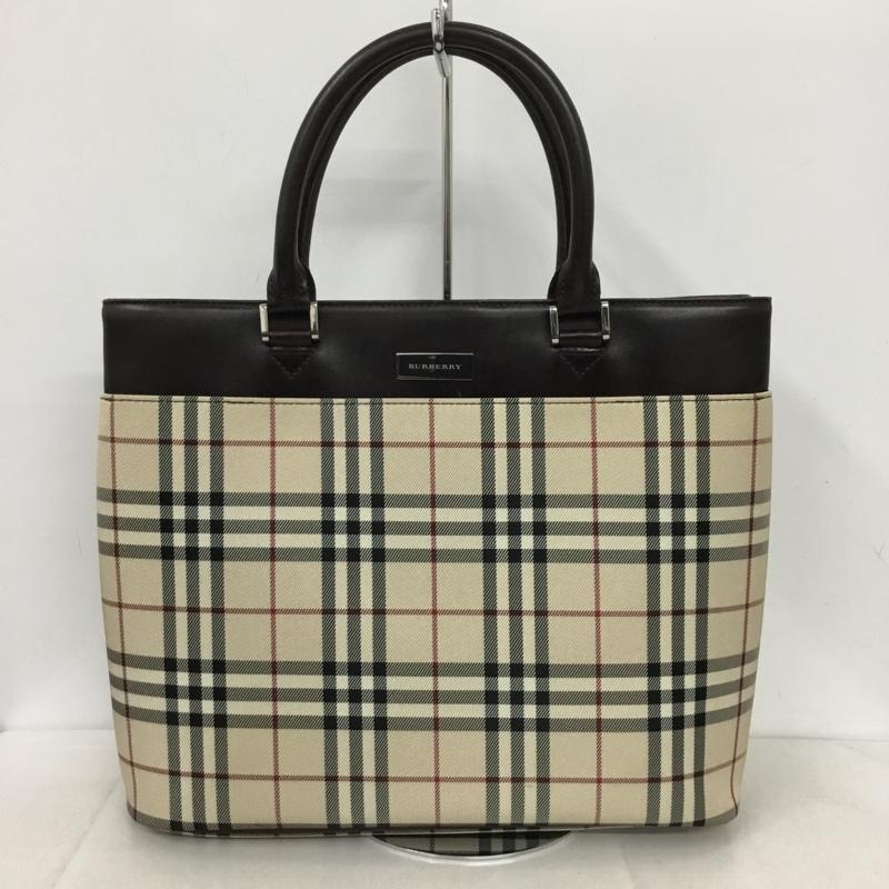 バーバリー BURBERRY ハンドバッグ ハンドバッグ ノバチェック チェック ベージュ / ベージュ / X ダークブラウン / ダークブラウン /  レディース USED 古着 中古 10145489