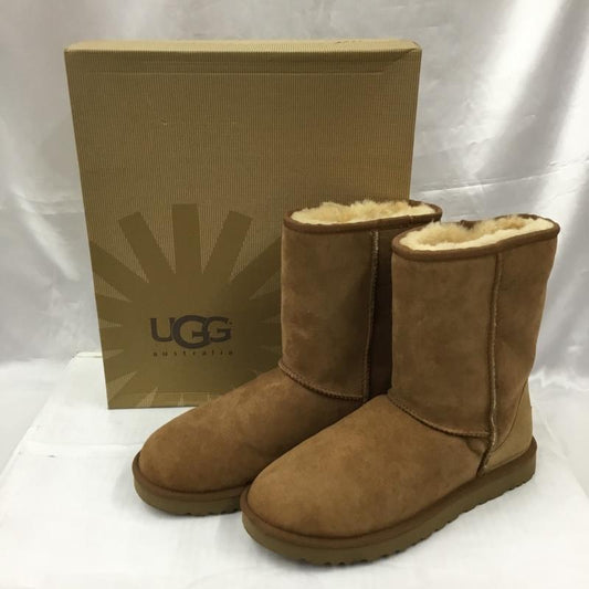 アグ UGG ブーツ 一般 5800 Classic Short シープスキン 27cm 箱有 27.0cm ロゴ、文字 茶 / ブラウン /  メンズ USED 古着 中古 10105865