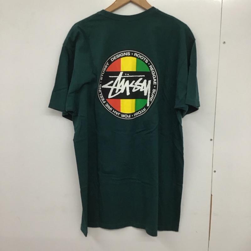 ステューシー STUSSY Tシャツ 半袖 半袖カットソー プリントTシャツ クルーネックカットソー worldtourdot L ロゴ、文字 緑 / グリーン /  メンズ USED 古着 中古 10133107