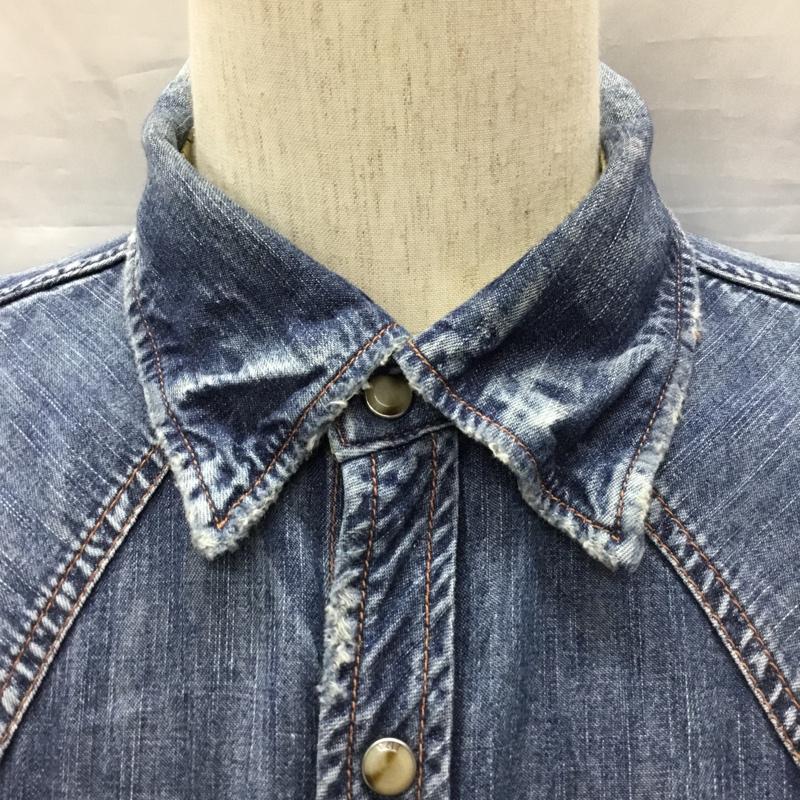 ティーエムティー TMT シャツ、ブラウス 長袖 長袖シャツ カラーシャツ ポケットシャツ 長袖カットソー デニムシャツ L 無地 インディゴ / インディゴ /  メンズ USED 古着 中古 10118654