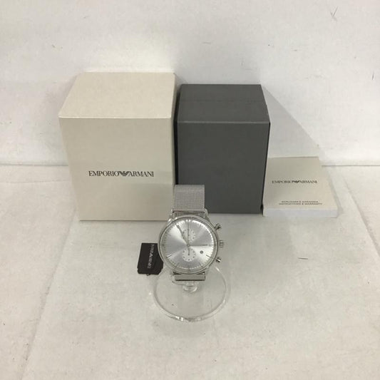エンポリオアルマーニ EMPORIO ARMANI 腕時計 アナログ（クォーツ式） AR-0390 メッシュ ロゴ、文字 銀 / シルバー /  メンズ USED 古着 中古 10134076