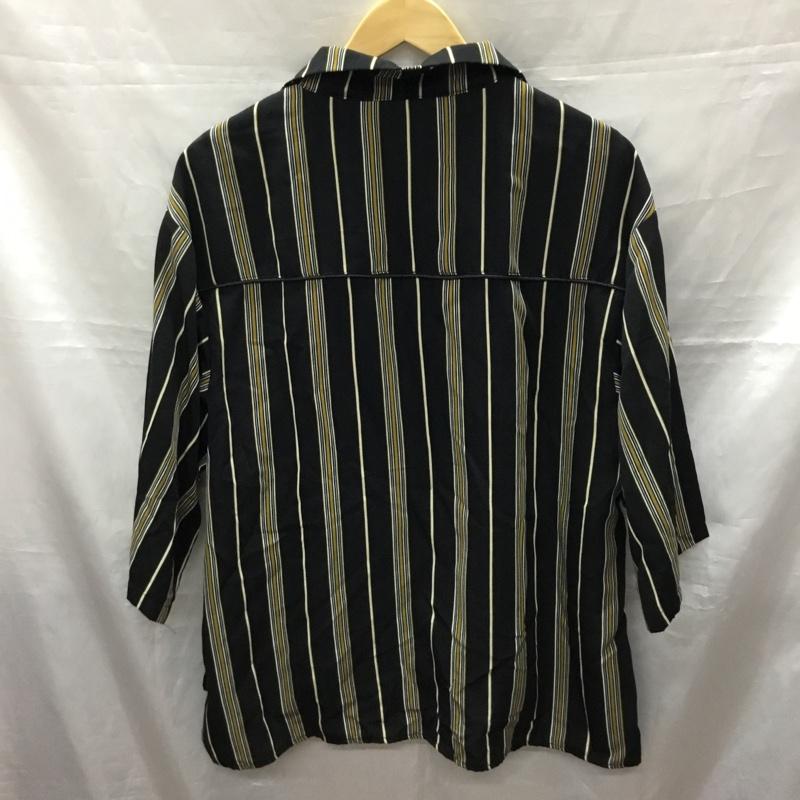 クティール kutir シャツ、ブラウス 半袖 KT922040BW オープンカラー L ストライプ 黒 / ブラック / X 白 / ホワイト / X 茶 / ブラウン /  メンズ USED 古着 中古 10117761