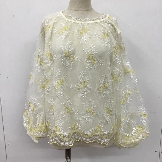 ミスティウーマン mysty woman カットソー 長袖 MW860039AL チュール刺繍袖タックブラウス FREE 刺繍 白 / ホワイト / X 黄 / イエロー /  レディース USED 古着 中古 10107166