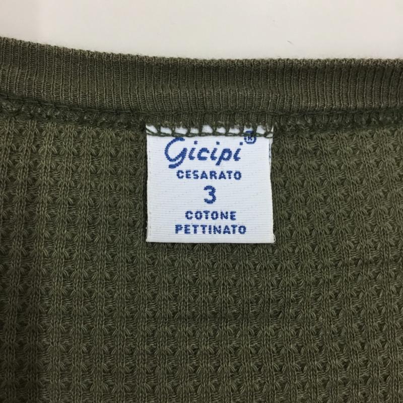 ジチピ gicipi カットソー 長袖 長袖カットソー クルーネックカットソー ロングスリーブカットソー ワッフルカットソー 3 無地 カーキ / カーキ /  メンズ USED 古着 中古 10114126