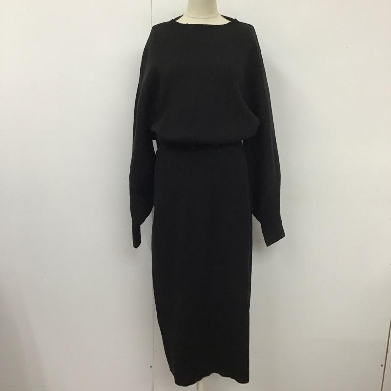 アズールバイマウジー AZUL BY MOUSSY ワンピース ロングスカート 250EAB73-022H BOTTLE NECK BLOUSING OP ニットワンピース M 無地 黒 / ブラック /  レディース USED 古着 中古 10112023