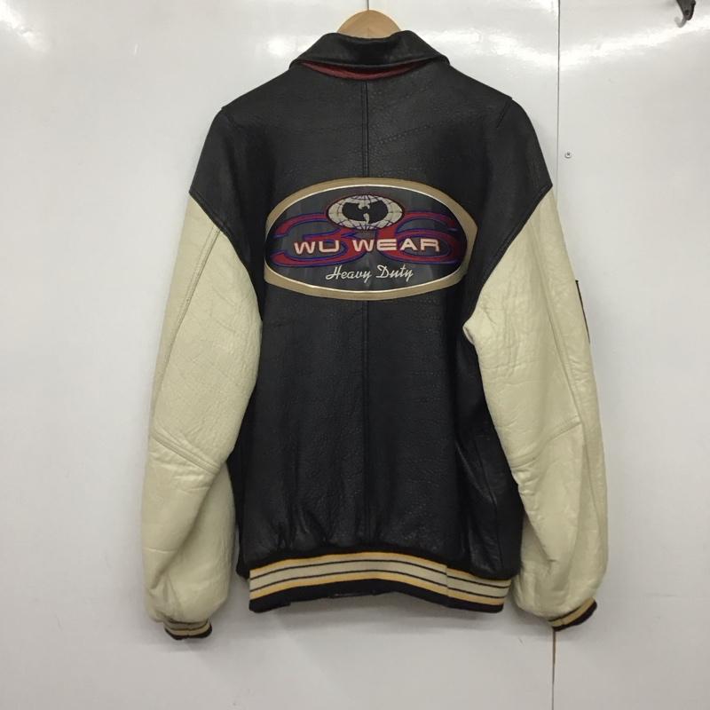 ウーウェア WU-WEAR ジャケット、上着 レザージャケット バックロゴ XL ロゴ、文字 黒 / ブラック / X アイボリー / アイボリー /  メンズ USED 古着 中古 10144720