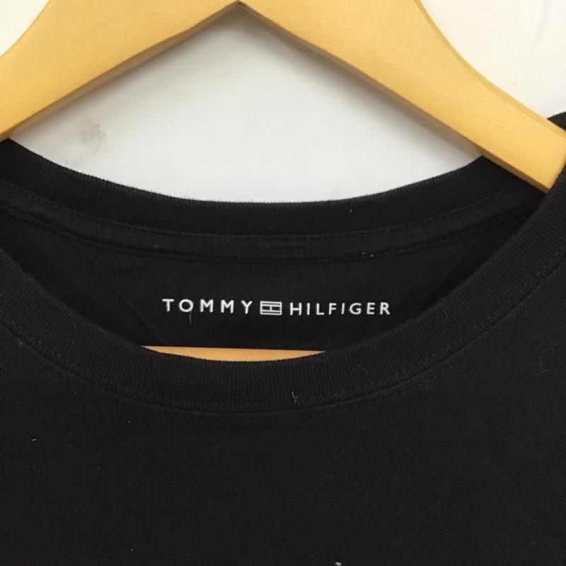 トミーヒルフィガー TOMMY HILFIGER Tシャツ 半袖 半袖カットソー プリントTシャツ クルーネックカットソー L ロゴ、文字 黒 / ブラック /  メンズ USED 古着 中古 10128693