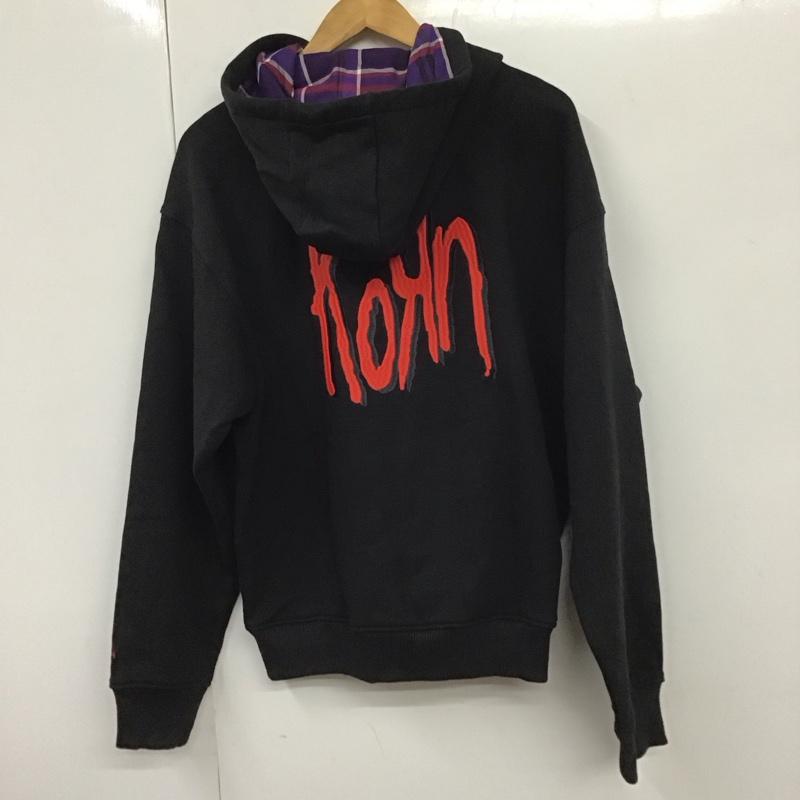 アディダス adidas パーカー 長袖 jg1337 コーンフーディ 長袖パーカー プルオーバー Korn L ロゴ、文字 黒 / ブラック /  メンズ USED 古着 中古 10130699