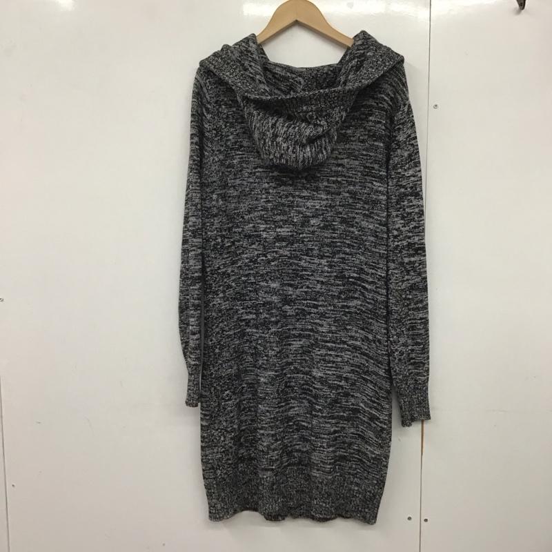 ノーアイディー NO ID. カーディガン 長袖 844010-844k ロングカーディガン フード付きニットカーディガン 2 総柄 白 / ホワイト / X 黒 / ブラック /  メンズ USED 古着 中古 10141326