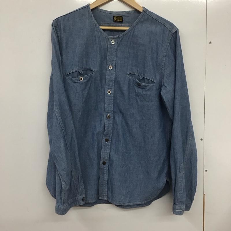 ピッグアンドルースター PIG&ROOSTER シャツ、ブラウス 長袖 長袖シャツ 無地シャツ ノーカラーシャツ デニムシャツ 40 無地 インディゴ / インディゴ /  メンズ USED 古着 中古 10132184