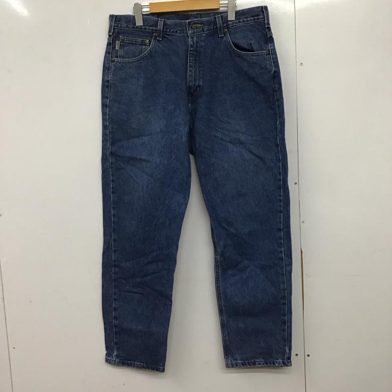 カーハート Carhartt パンツ デニム、ジーンズ デニムパンツ ワイドパンツ カジュアルパンツ 36インチ ロゴ、文字 インディゴ / インディゴ /  メンズ USED 古着 中古 10145856
