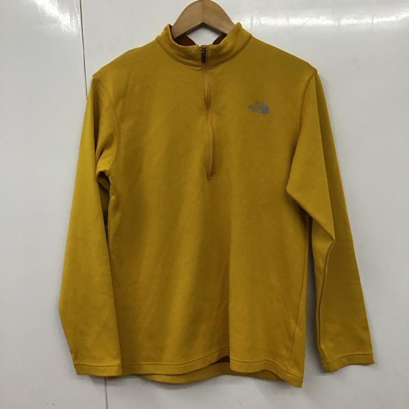 ザノースフェイス THE NORTH FACE カットソー 長袖 長袖カットソー ジップアップネックカットソー スタンドカラー M ロゴ、文字 黄 / イエロー /  メンズ USED 古着 中古 10130472