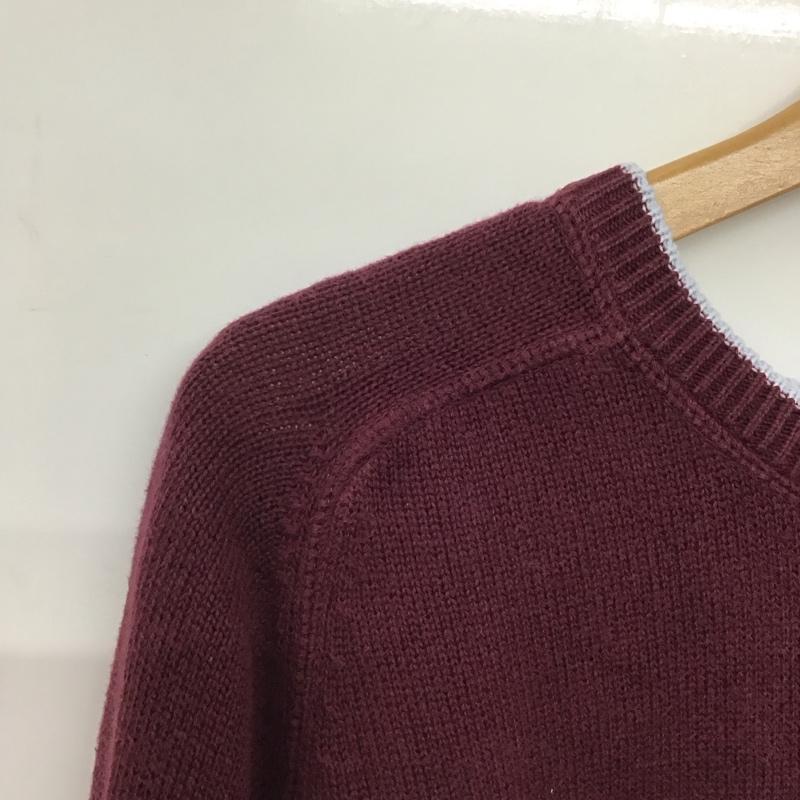 トミーヒルフィガー TOMMY HILFIGER ニット、セーター 長袖 長袖ニットカットソー クルーネック セーター XL ロゴ、文字 えんじ / ワインレッド /  メンズ USED 古着 中古 10141810