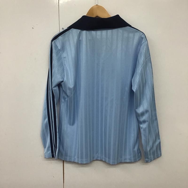 アディダス adidas ポロシャツ 長袖 jd2604 フットボールジャカードVネック長袖ポロシャツ スポーツウェア XL ロゴ、文字 青 / ブルー /  レディース USED 古着 中古 10140130