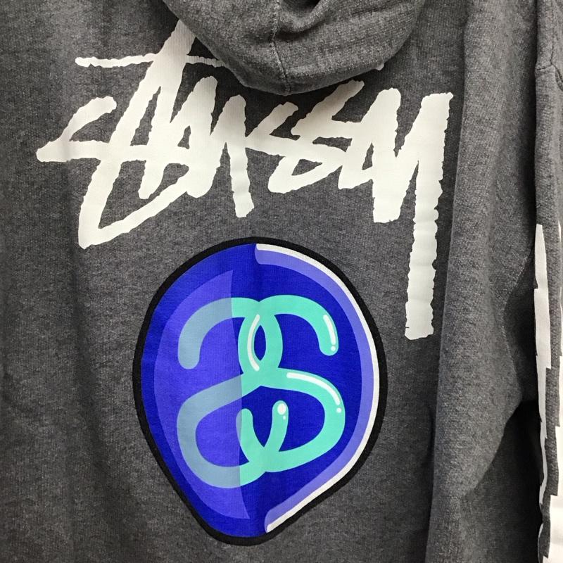 ステューシー STUSSY パーカー 長袖 長袖パーカー プルオーバーパーカー スウェット XL ロゴ、文字 灰 / グレー /  メンズ USED 古着 中古 10141653