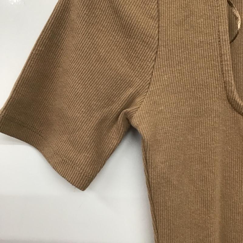 ザラ ZARA ワンピース ロングスカート 3641 800 710 リブ 半袖 スクエアネック M 無地 茶 / ブラウン /  レディース USED 古着 中古 10145952