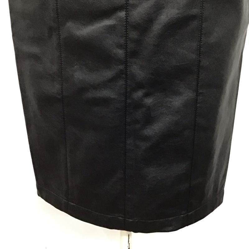 マウジー MOUSSY スカート ひざ丈スカート 010eaw30-5460 FAUX LEATHER スカート 1 無地 黒 / ブラック /  レディース USED 古着 中古 10121408