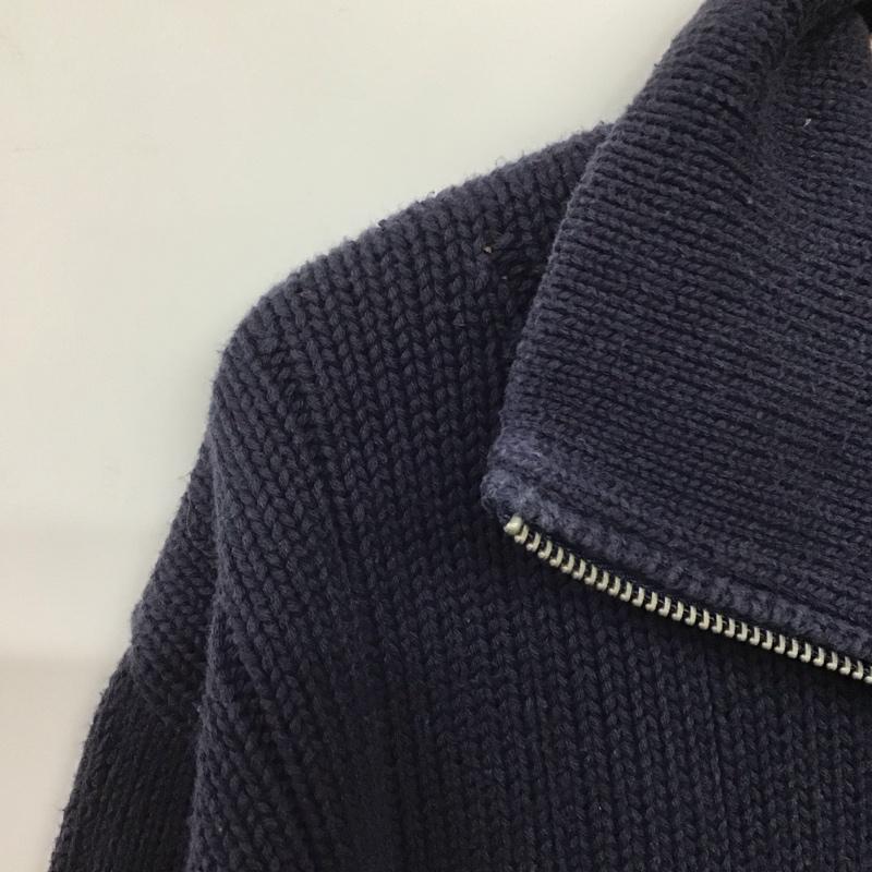 ポロジーンズ Polo Jeans Co. ニット、セーター 長袖 長袖ニット ジップアップネック スタンドカラー XL ロゴ、文字 紺 / ネイビー /  メンズ USED 古着 中古 10143200