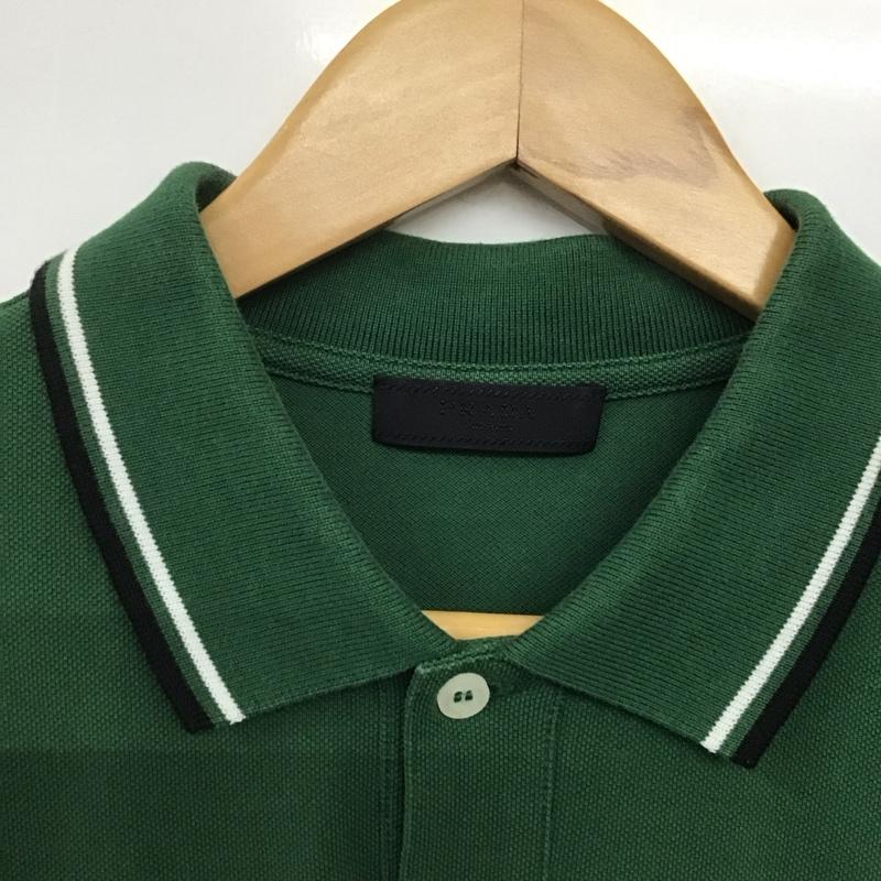 プラダ PRADA ポロシャツ 半袖 sjn256 r192 322 ポロシャツ 半袖カットソー L ロゴ、文字 緑 / グリーン /  メンズ USED 古着 中古 10142100
