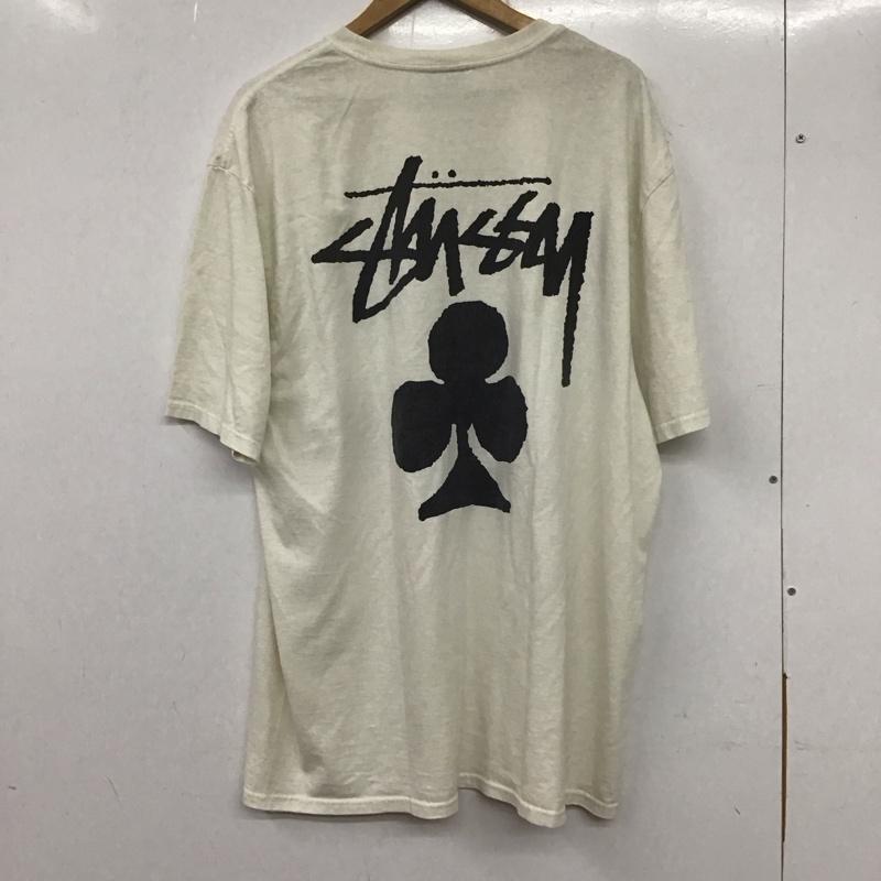 ステューシー STUSSY Tシャツ 半袖 半袖カットソー プリントTシャツ クルーネックカットソー XL プリント 白 / ホワイト /  メンズ USED 古着 中古 10133646