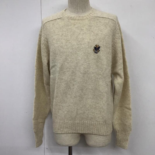 ポロバイラルフローレン Polo by RALPH LAUREN ニット、セーター 長袖 クルーネック ウール ポロベア M ワンポイント アイボリー / アイボリー /  メンズ USED 古着 中古 10109546