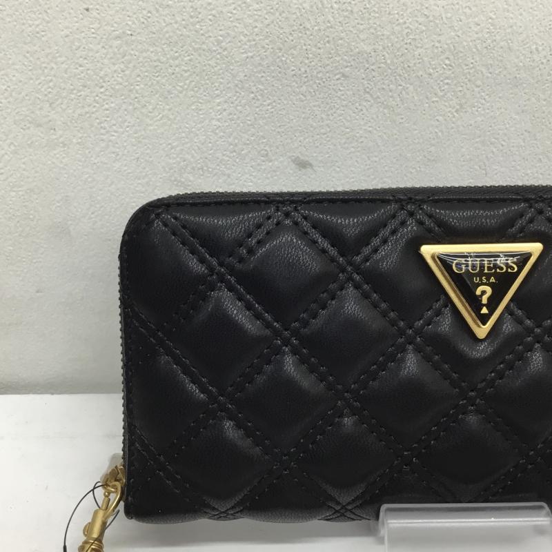 ゲス Guess 財布 長財布 ロゴ、文字 黒 / ブラック / X 金 / ゴールド /  レディース USED 古着 中古 10124384