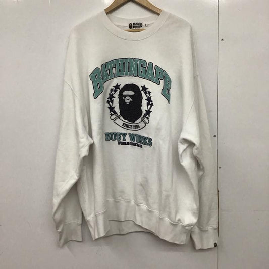 アベイシングエイプ A BATHING APE トレーナー 長袖 長袖トレーナー スウェット クルーネック プルオーバー XXL ロゴ、文字 白 / ホワイト /  メンズ USED 古着 中古 10149184