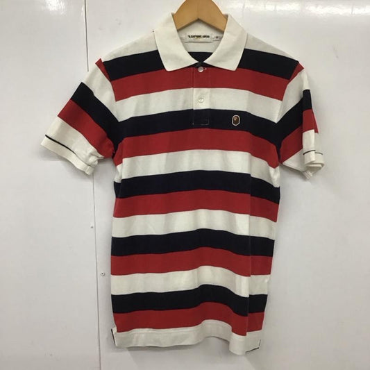 アベイシングエイプ A BATHING APE ポロシャツ 半袖 半袖ポロシャツ 半袖カットソー カラーシャツ S ボーダー柄 白 / ホワイト / X 赤 / レッド / X 紺 / ネイビー /  メンズ USED 古着 中古 10131541