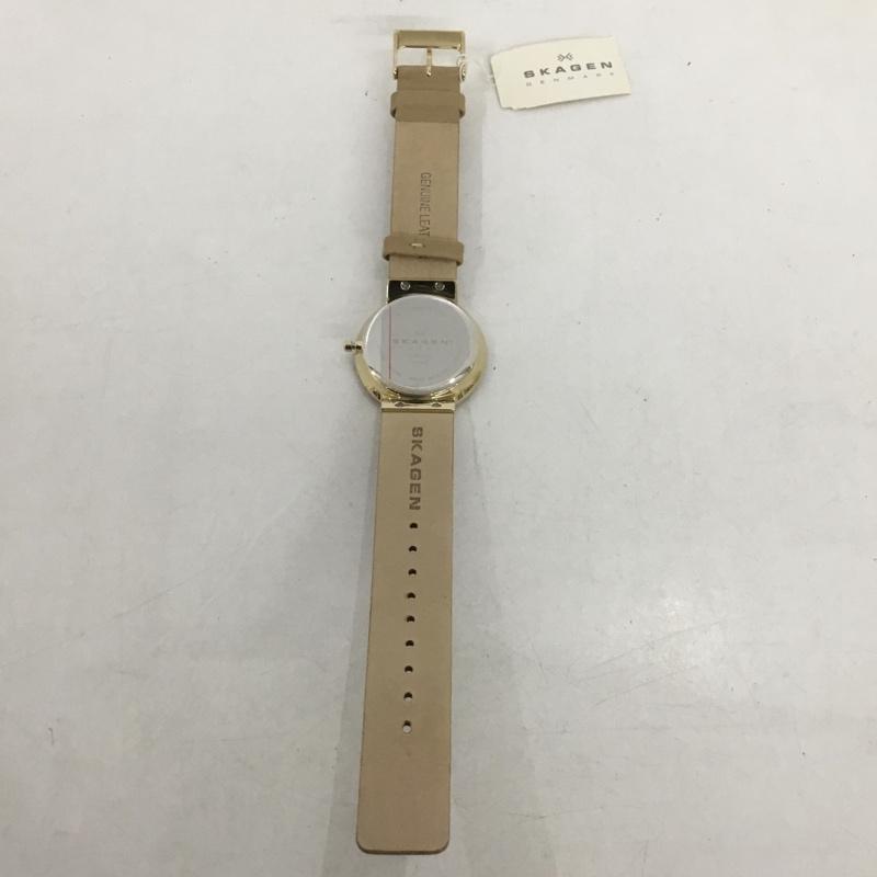 スカーゲン SKAGEN 腕時計 アナログ（クォーツ式） SKW2166 レザーベルト ロゴ、文字 ベージュ / ベージュ / X 金 / ゴールド /  レディース USED 古着 中古 10135181