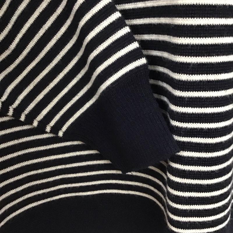 ザラメン ZARA MAN ニット、セーター 長袖 長袖ニットカットソー クルーネック セーター L ボーダー柄 紺 / ネイビー /  メンズ USED 古着 中古 10140911