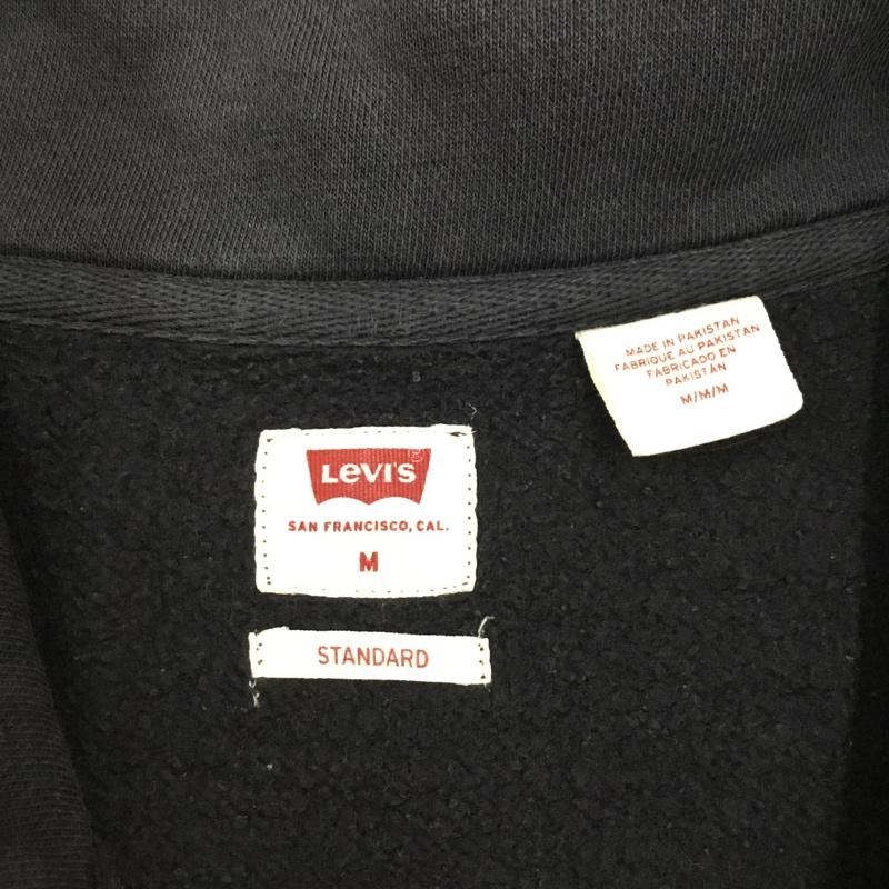 リーバイス Levi s トレーナー 長袖 A0751-0000 裏起毛 モックネック ハーフジップ スウェット M ロゴ、文字 黒 / ブラック /  メンズ USED 古着 中古 10121232
