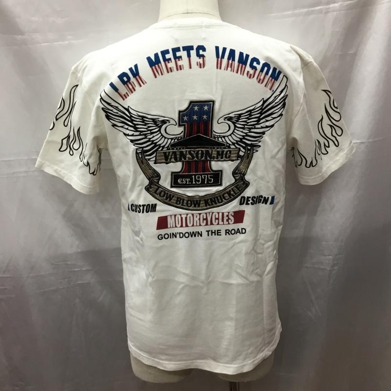 ヴァンソン VANSON Tシャツ 半袖 バックプリント 刺繍 L ロゴ、文字 白 / ホワイト /  メンズ USED 古着 中古 10111388