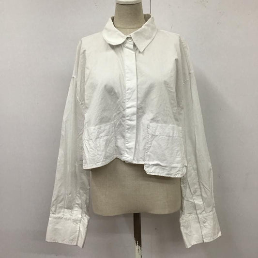 ザラ ZARA シャツ、ブラウス 長袖 長袖シャツ カラーシャツ ポケットシャツ ショート丈シャツ L 無地 白 / ホワイト /  レディース USED 古着 中古 10116416