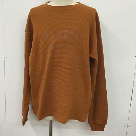 エクストララージ XLARGE カットソー 長袖 プリント長袖カットソー ロングスリーブカットソー クルーネックカットソー ワッフル XL ロゴ、文字 茶 / ブラウン /  メンズ USED 古着 中古 10105576