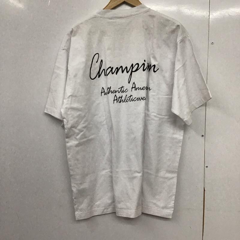 チャンピオン Champion Tシャツ 半袖 半袖カットソー プリントTシャツ クルーネックカットソー XL ロゴ、文字 白 / ホワイト /  メンズ USED 古着 中古 10149608