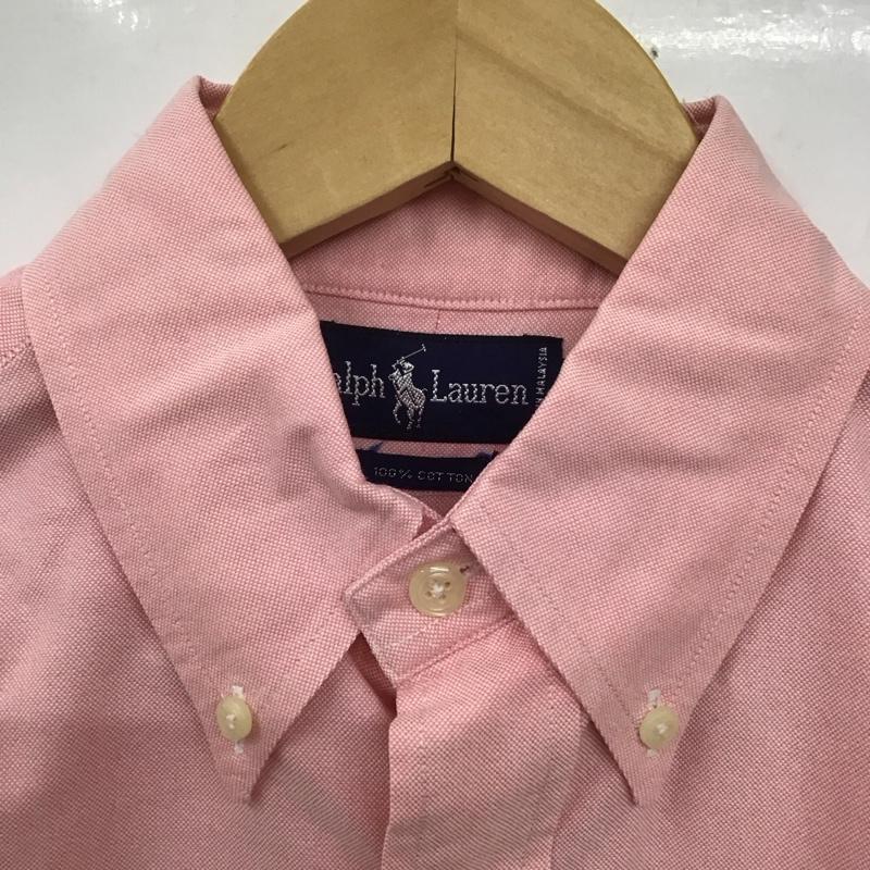 ラルフローレン RALPHLAUREN シャツ、ブラウス 長袖 長袖シャツ 無地シャツ カラーシャツ ボタンダウンシャツ ロゴ、文字 桃 / ピンク /  メンズ USED 古着 中古 10128788