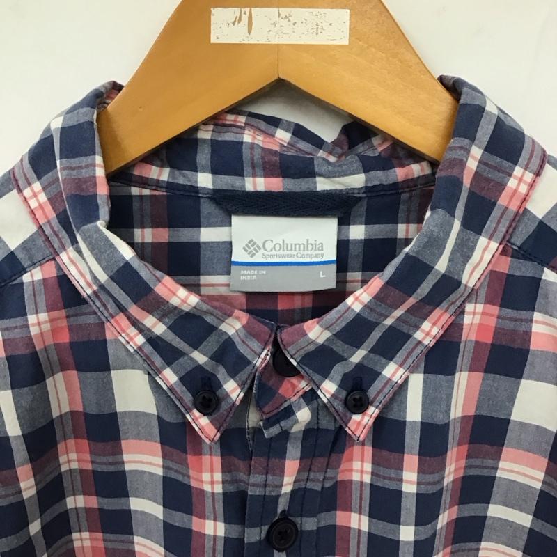 コロンビア Columbia シャツ、ブラウス 半袖 半袖シャツ チェックシャツ ボタンダウンシャツ L チェック マルチカラー / マルチカラー /  メンズ USED 古着 中古 10129653