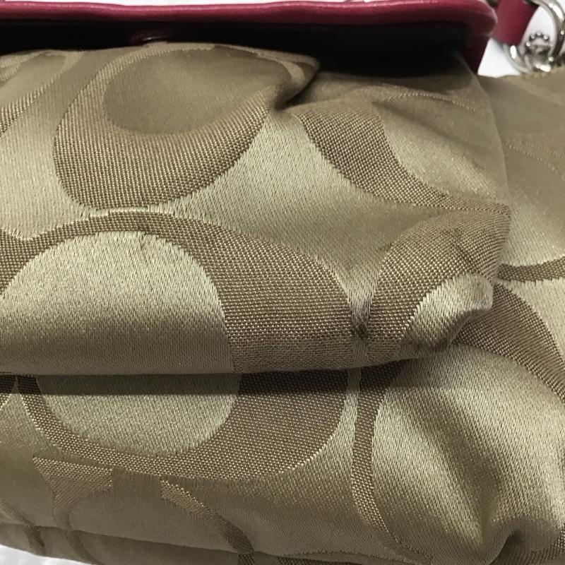 コーチ COACH ハンドバッグ ハンドバッグ F13833 シグネチャー ショルダー 2WAY 総柄 ベージュ / ベージュ / X 桃 / ピンク /  レディース USED 古着 中古 10112185