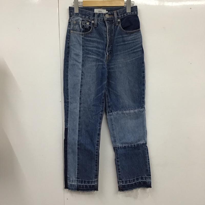 アズールバイマウジー AZUL BY MOUSSY パンツ デニム、ジーンズ 250CAH11-308G PATCHWORK DENIM STRAIGHT S 無地 青 / ブルー /  レディース USED 古着 中古 10119385