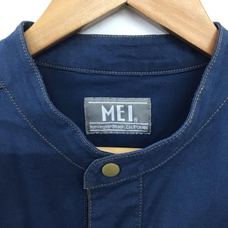 メイ MEI シャツ、ブラウス 長袖 mc201-1305 ノーカラーシャツ 長袖シャツ M ロゴ、文字 インディゴ / インディゴ /  メンズ USED 古着 中古 10141464