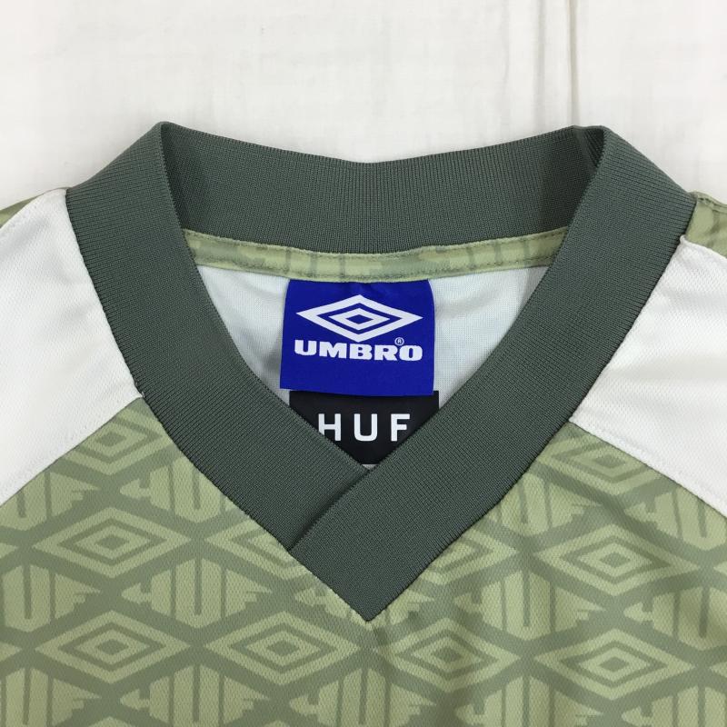ハフ HUF カットソー 半袖 24SS UMBRO ART PANEL TEAM JERSEY S ロゴ、文字 X 総柄 緑 / グリーン /  メンズ USED 古着 中古 10134993