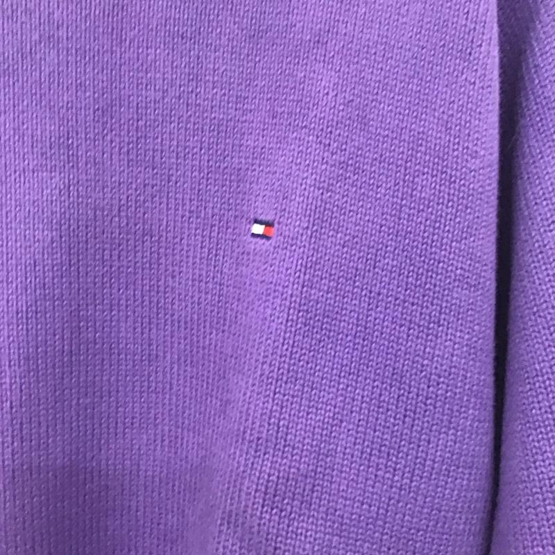 トミーヒルフィガー TOMMY HILFIGER ニット、セーター 長袖 長袖ニットカットソー クルーネック セーター L ロゴ、文字 紫 / パープル /  メンズ USED 古着 中古 10145015
