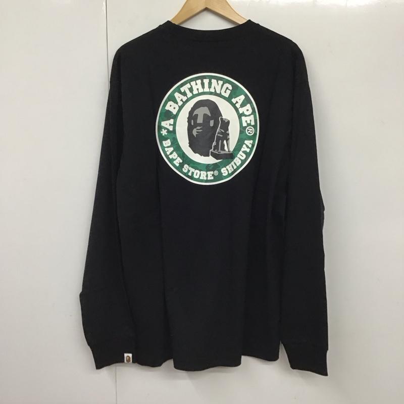 ベイプ BAPE カットソー 長袖 長袖カットソー プリントカットソー クルーネック XXL プリント 黒 / ブラック /  メンズ USED 古着 中古 10130681