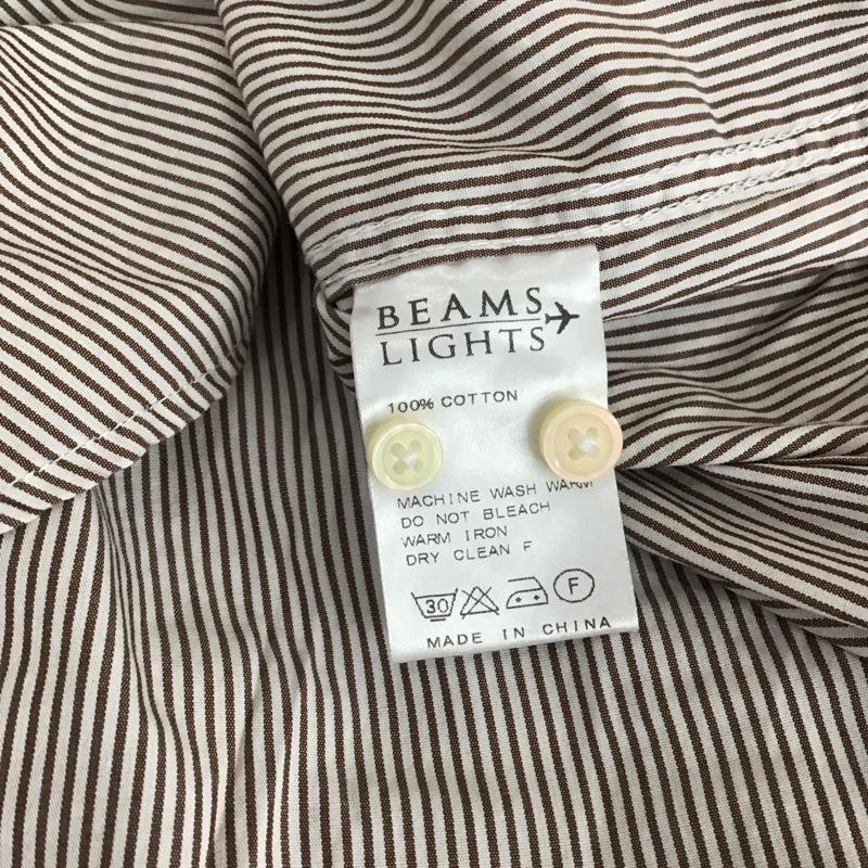 ビームスライツ BEAMS LIGHTS シャツ、ブラウス 長袖 ボタンダウン XL ストライプ 白 / ホワイト / X 茶 / ブラウン /  メンズ USED 古着 中古 10118109