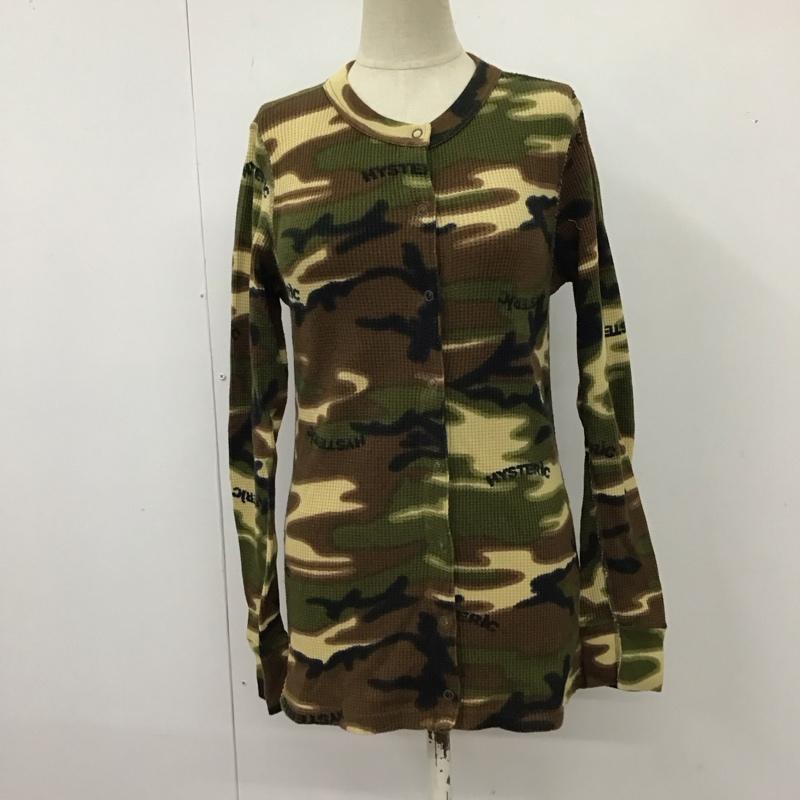 ヒステリックグラマー HYSTERIC GLAMOUR カーディガン 長袖 3CD-0530 クルーネック サーマル ワッフル 迷彩 ロゴ FREE 総柄 マルチカラー / マルチカラー /  レディース USED 古着 中古 10118232