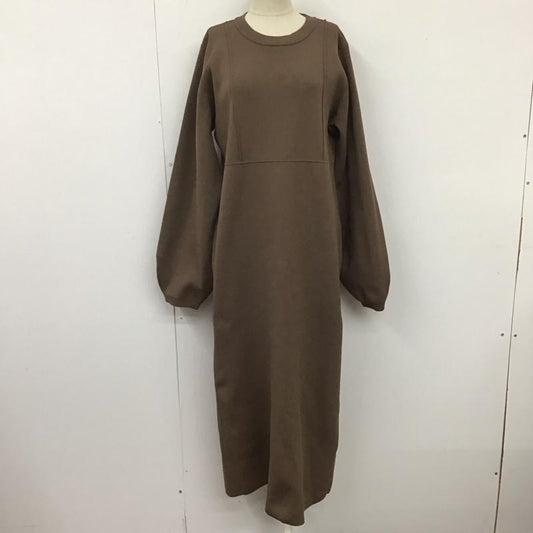 古着 USED ワンピース ロングスカート XP3364 Ti. ALEFS ボリュームスリーブ M 無地 茶 / ブラウン /  レディース USED 古着 中古 10109451