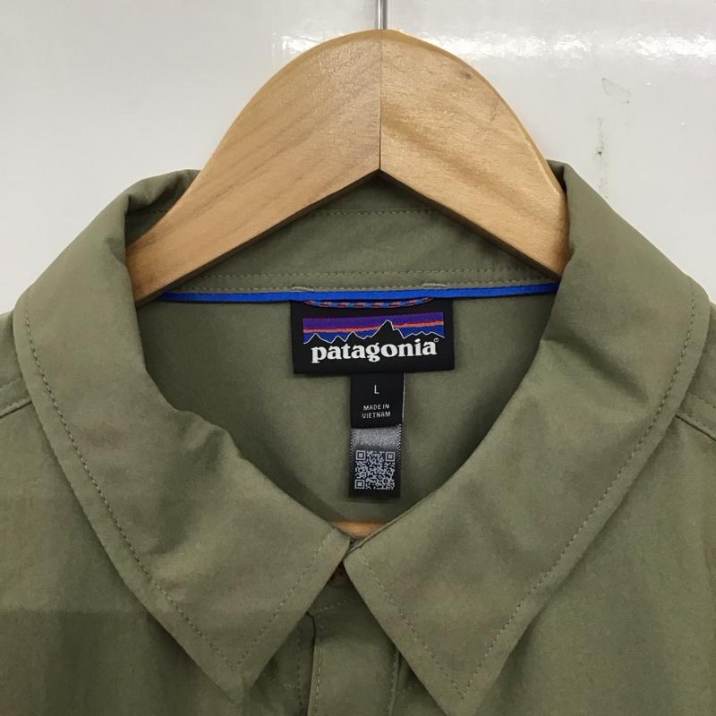 パタゴニア patagonia シャツ、ブラウス 長袖 41825 SelfGuidedSunShirt 長袖シャツ L 無地 カーキ / カーキ /  メンズ USED 古着 中古 10138117