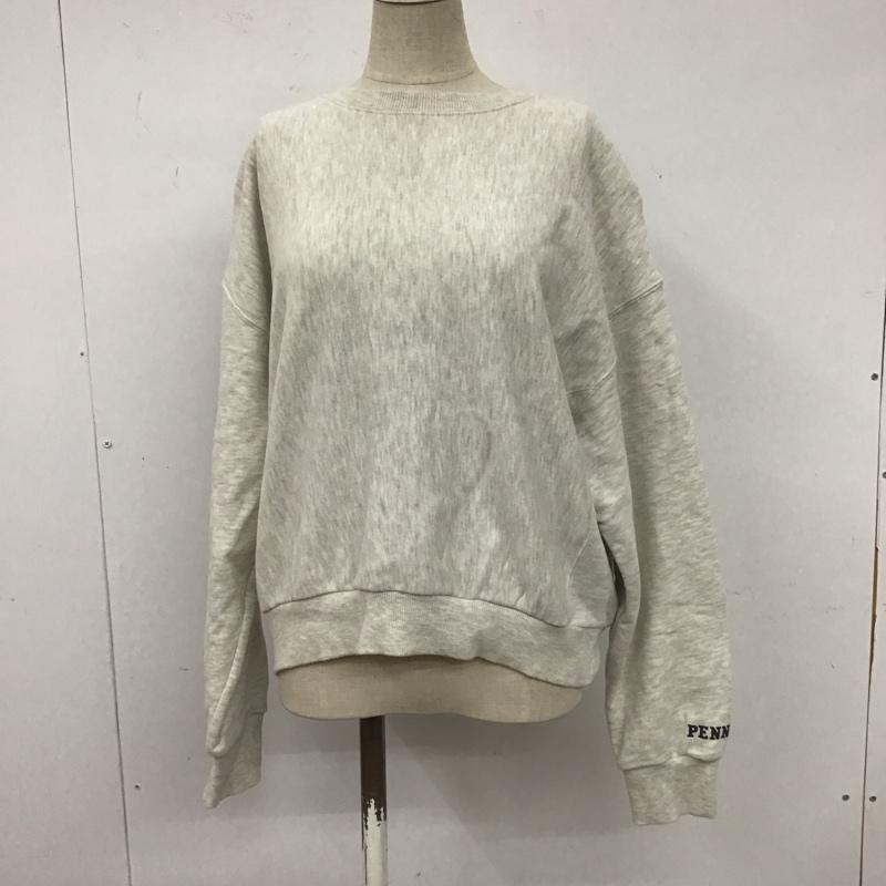 ローリーズファーム LOWRYS FARM トレーナー 長袖 LF621276TS カレッジロゴショートプルオーバー PENN FREE ロゴ、文字 灰 / グレー /  レディース USED 古着 中古 10108141
