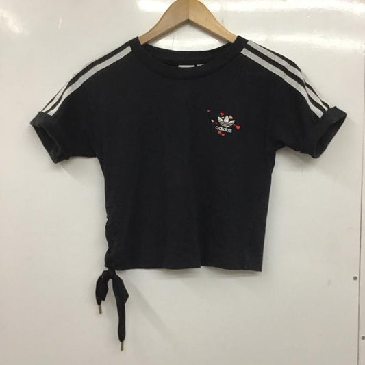 アディダス adidas Tシャツ 半袖 GK7172 ハート 刺繍 ロゴ 3ライン M ワンポイント 黒 / ブラック /  レディース USED 古着 中古 10139126